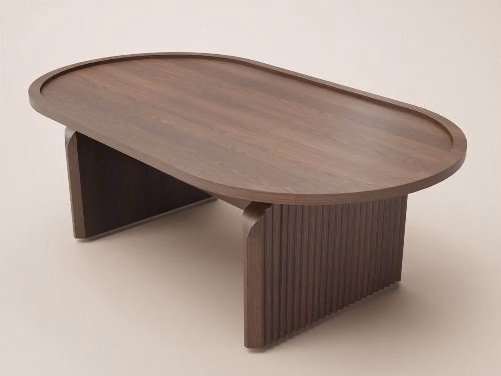 Solace+Co Varm Oval Coffee Table in Brown Walnut Wood Effect – 2