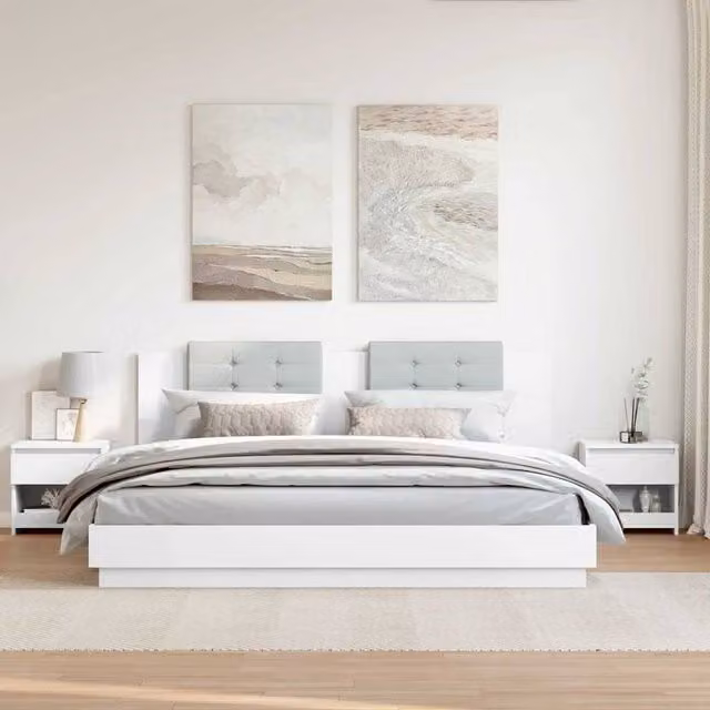 Berkfield Home Elegant Bedside Cabinets, 2 Piece Set in White, W/D/H: 40 x 30 x 39 cm