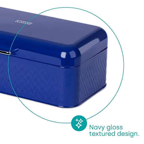 LIVIVO Taurus 4-Piece Kitchen Storage Set with Airtight Bread Bin and Canisters in Navy Blue and Grey – 4