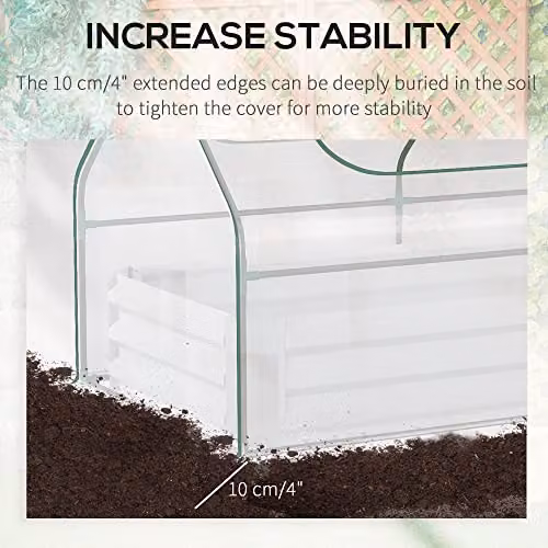 Outsunny Raised Garden Bed with Greenhouse and Transparent Window, W/D/H: 157.5 x 95 x 92 cm – 5