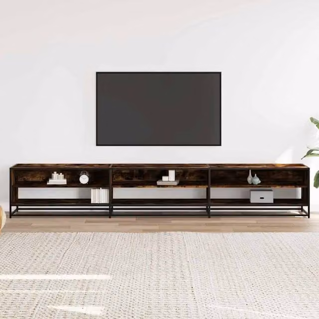 Berkfield Home TV Cabinet in Smoked Oak Brown, W/D/H: 270 x 40 x 46 cm