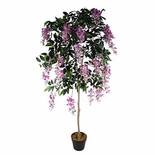 Leaf Design UK Realistic Artificial Pink Wisteria Tree, H 150 cm x W 60 cm x D 60 cm