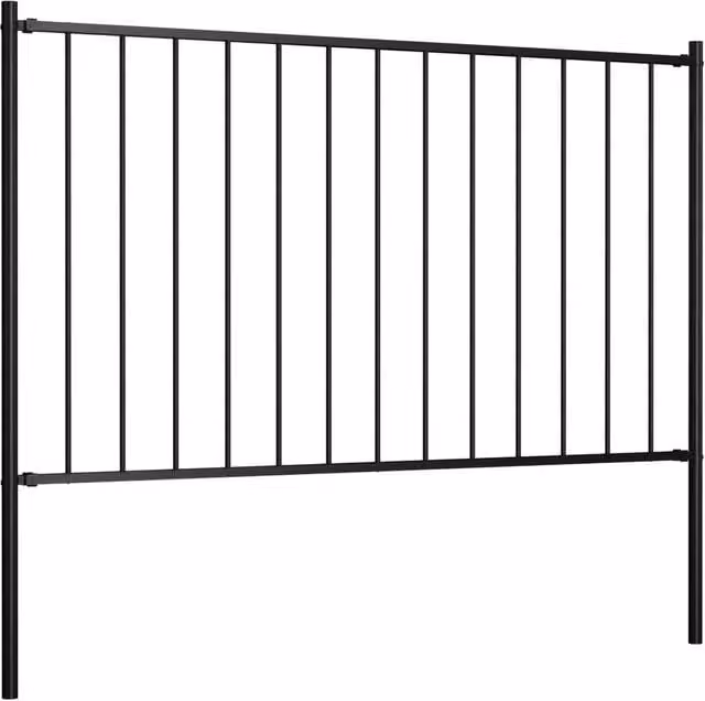 Berkfield Home Powder-coated Steel Fence Panel with Posts, Black, H: 170 cm, W: 100 cm