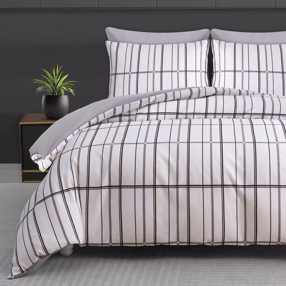 Grace Brushed Microfibre Duvet Cover and Pillowcase Set in White, King Size (180 x 200 cm) – 2