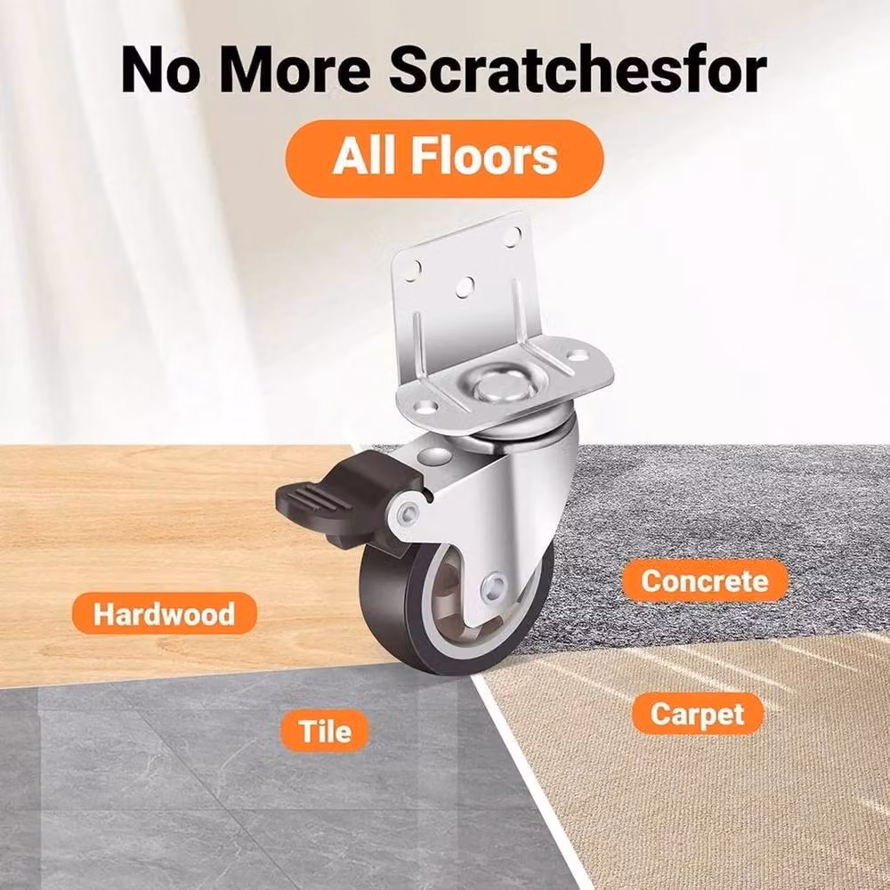 EONLION Set of 4 Heavy Duty 50mm Swivel Castor Wheels for Trolleys in Silver – 3