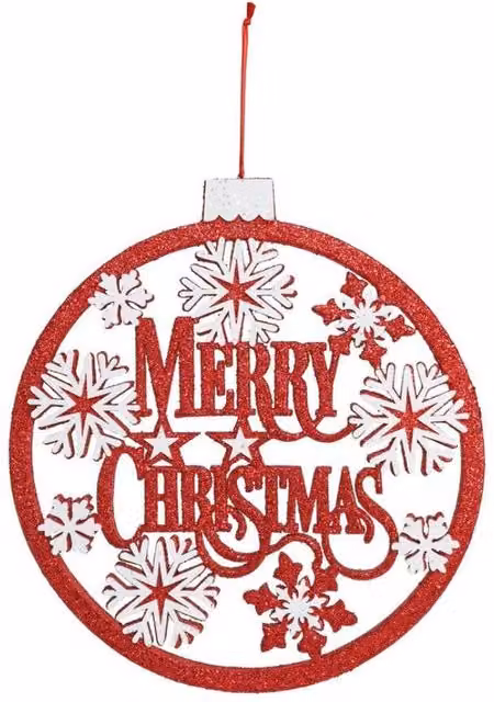 KDMD Merry Christmas Red Hanging Pendant Decoration with Snowflake Design