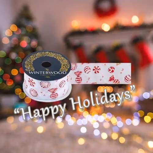 VFM e-Store Christmas Ribbon Garland in White and Red, W/H: 6 x 10 cm – 4