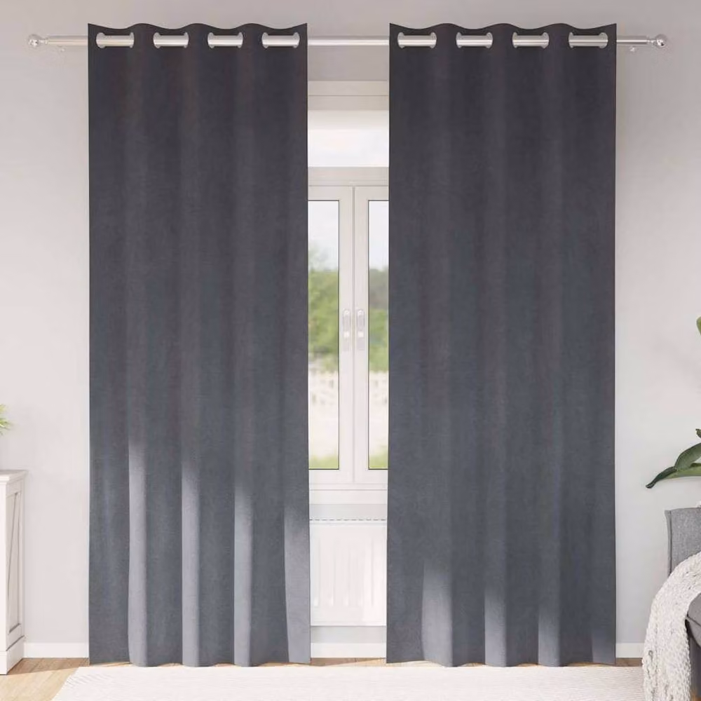 Berkfield Home Blackout Velvet Eyelet Curtains, 2 Pack, Grey – 2