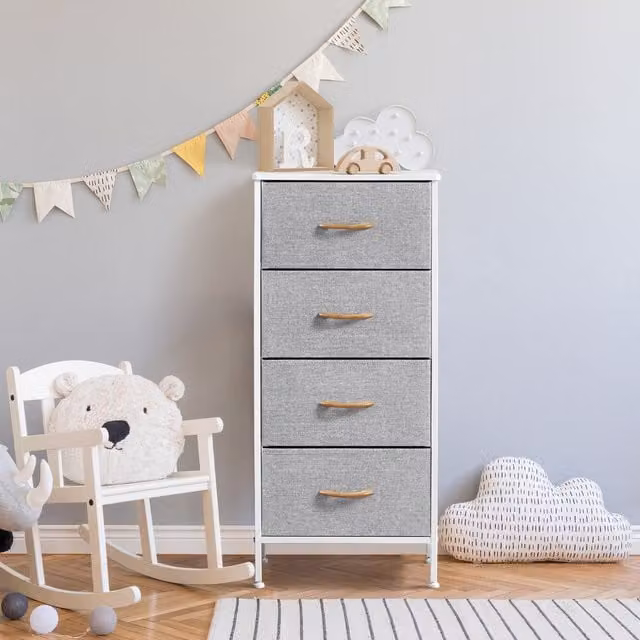 Yaheetech 4-Drawer Fabric Storage Tower in Grey