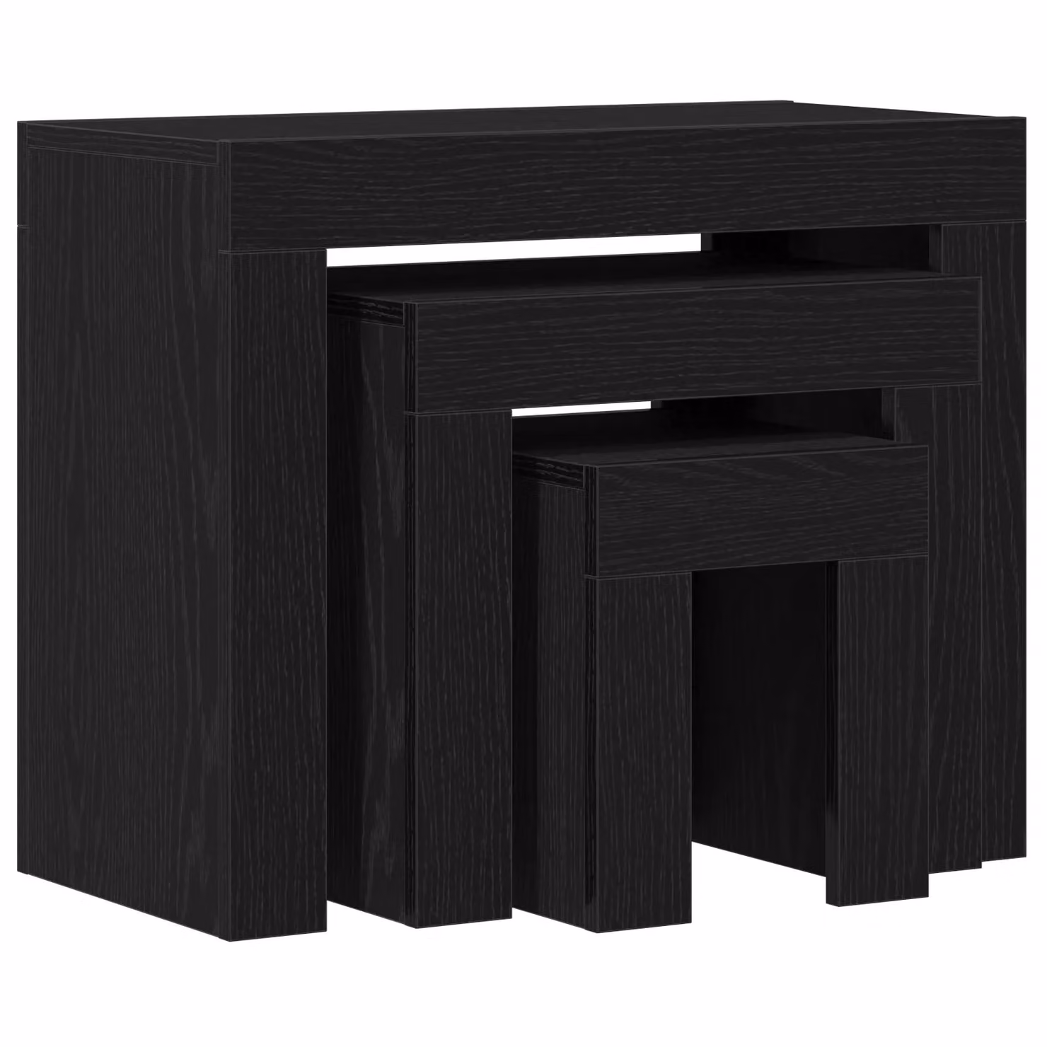 Berkfield Home 3-Piece Nesting Coffee Table Set in Black Oak Matt MDF – 3