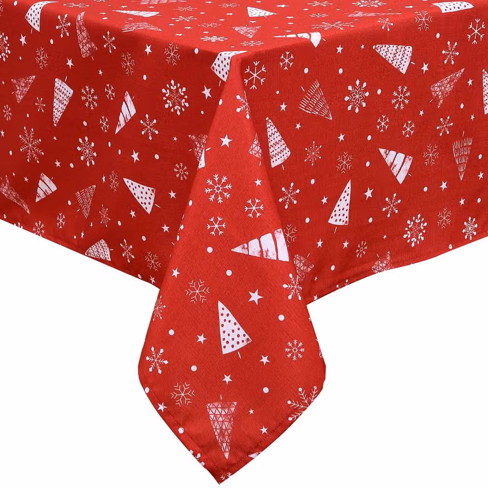 London Boutique Red Christmas Tablecloth, Waterproof and Wrinkle-Free Polyester Table Cover, W: 137.16 cm, D: 200.66 cm – 3