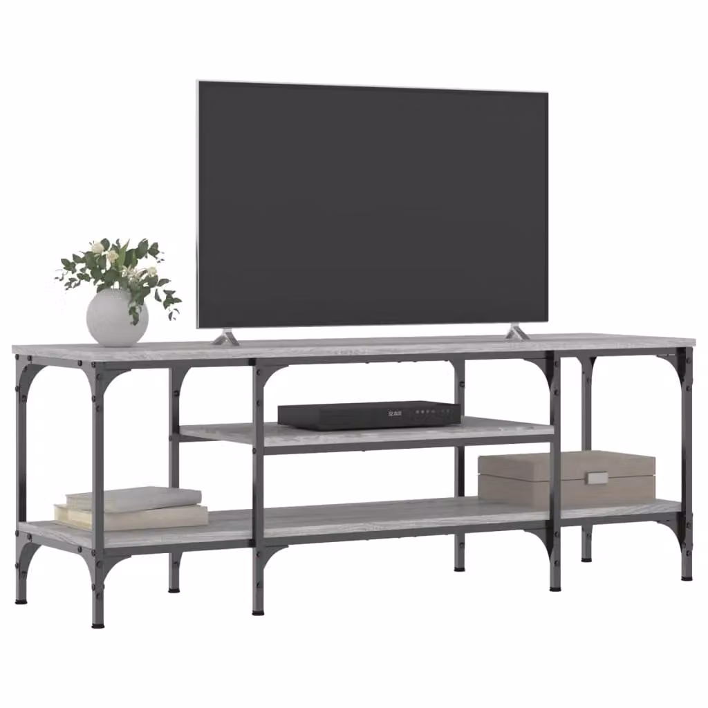 Berkfield Home Grey Sonoma TV Cabinet in Engineered Wood and Iron, W/D/H: 121 x 35 x 45 cm – 3