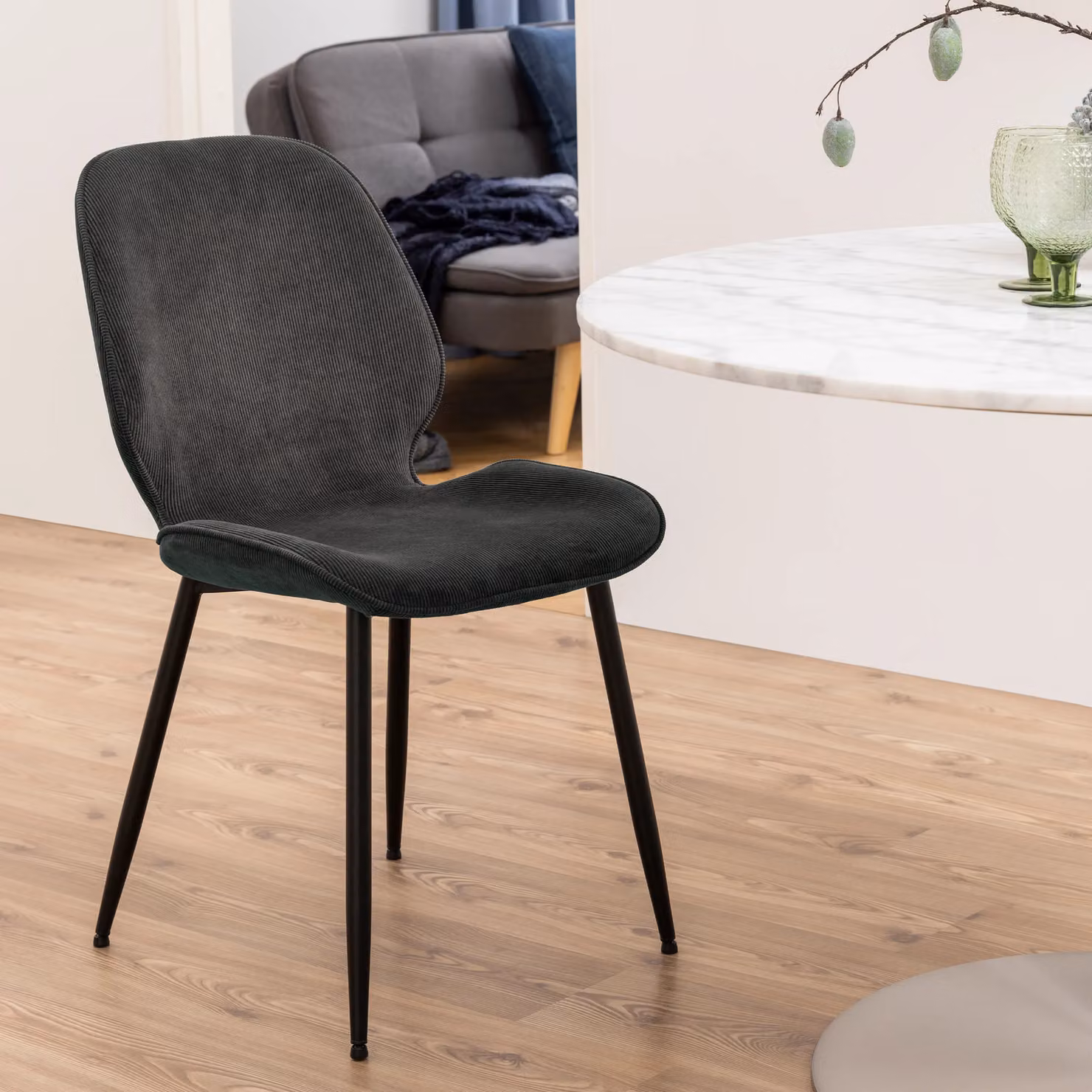 Furniture To Go Femke Dining Chair Set of 4 in Anthracite Grey Fabric – 5