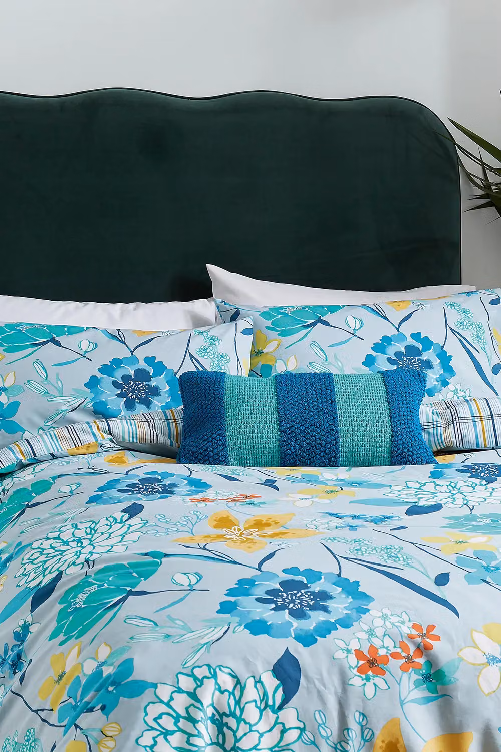 Helena Springfield Bella Reversible Floral Cotton Duvet Cover and Pillowcase Set, Blue, W/D/H: 200 x 200 cm – 2