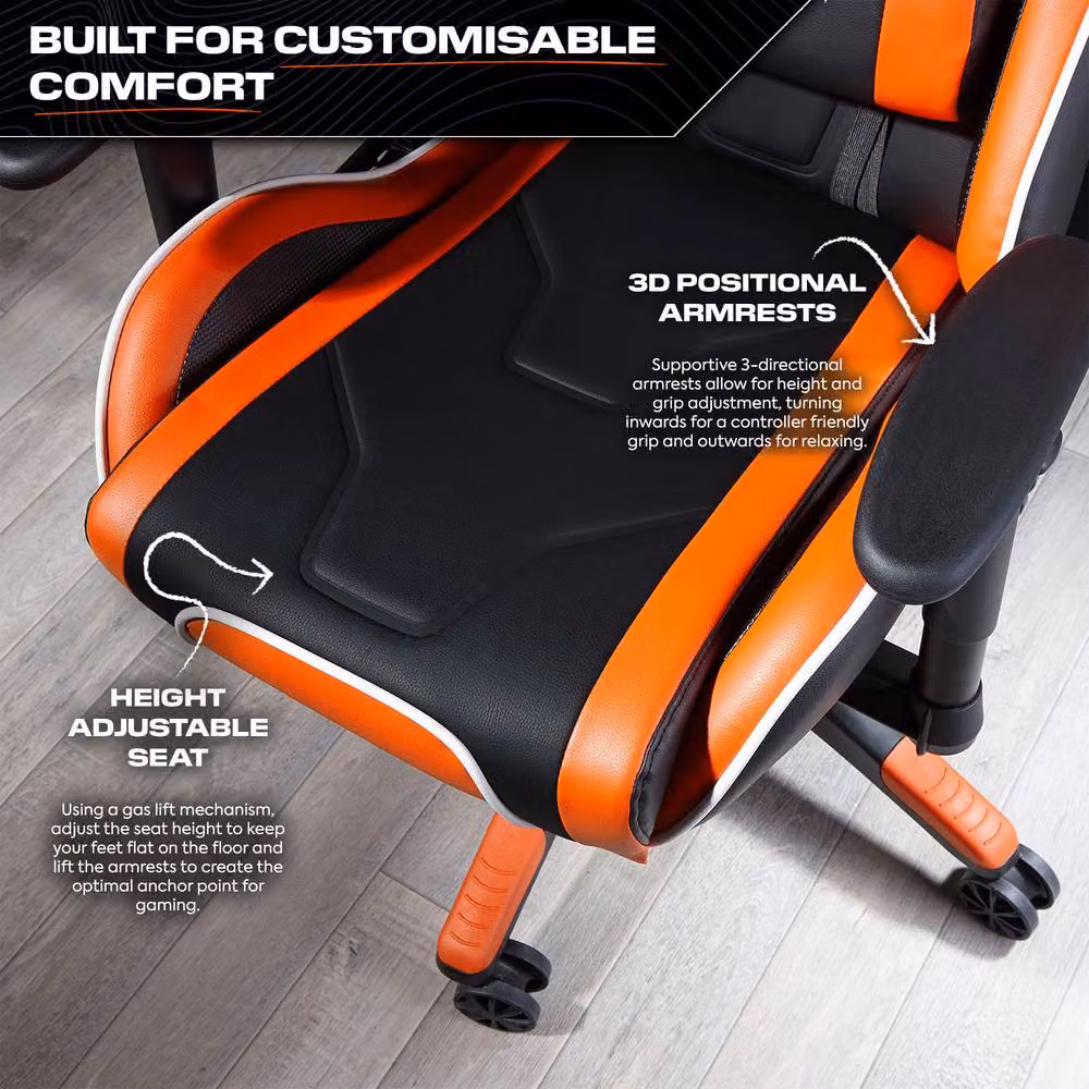 X Rocker Agility Esport Gaming Chair in Orange – 4