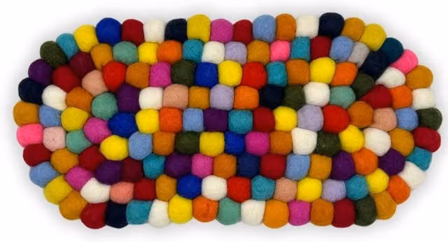 KDMD Multi-Colour Felt Ball Oval Centre Mat for Bowls, Vases and Hot Dishes
