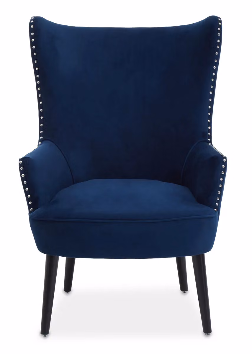 Orsina Blue Mid Century Wingback Lounge Arm Chair in Velvet Fabric – 4