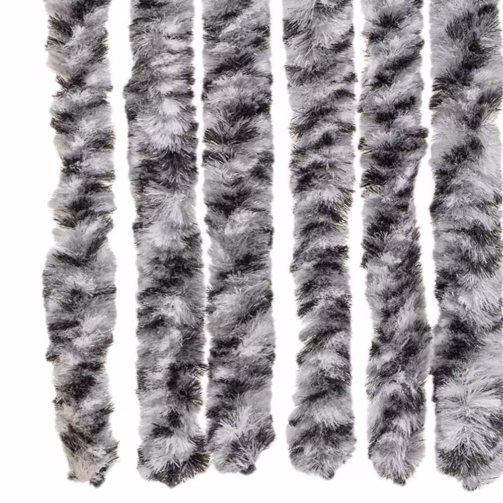 Berkfield Home Striped Chenille Fly Curtain in Grey, Black and White, W: 100 cm, H: 220 cm – 5