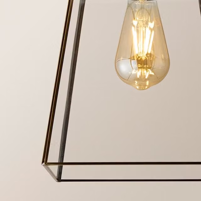 ValueLights Susie Glass Lantern Flush Ceiling Light Fitting in Bronze