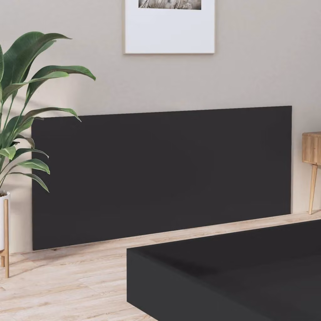 Berkfield Home Black Engineered Wood Bed Headboard W: 200 cm, D: 1.5 cm, H: 80 cm – 3