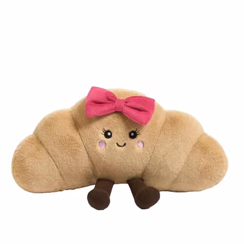 OHS Bow Croissant Plush Decorative Pillow in Pink, 35 x 18 cm – 1