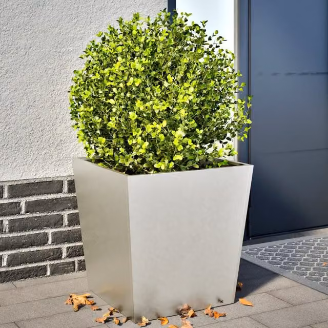 Berkfield Stainless Steel Garden Planter Tubs, Black, 2 Pack, W/D/H: 50 x 50 x 50 cm