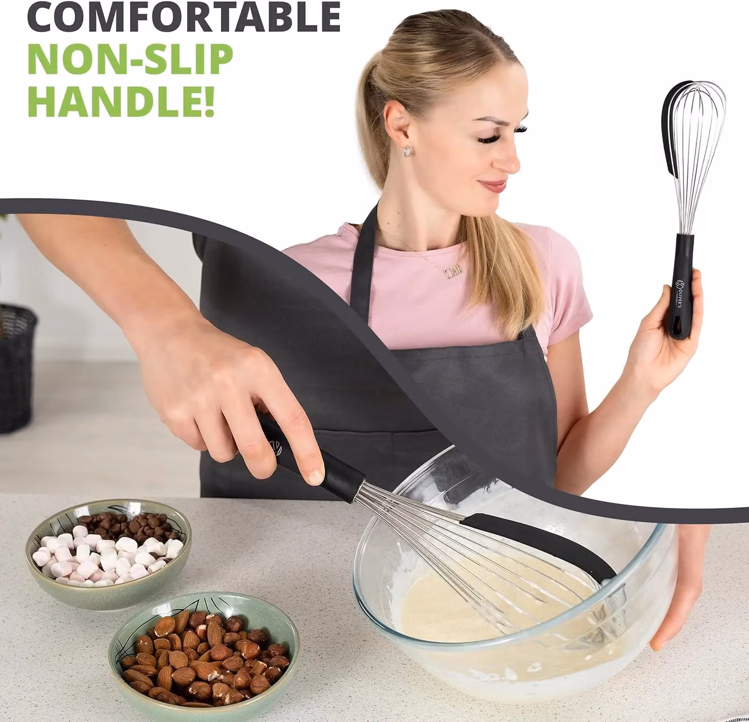 Oliver's Kitchen Balloon Whisk with Built-in Scraper in Black – 3