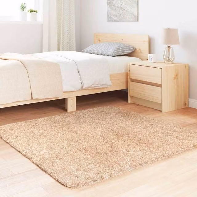Berkfield Home NAVARRA Shaggy High Pile Rug, Beige, W/D: 120 x 120 cm – 1