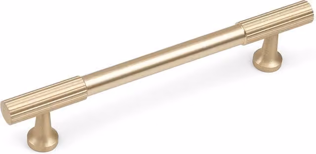 Handle & Home Reeded Detail T-Bar Cabinet Handle in Brushed Brass Gold, 168mm