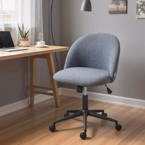 HOMCOM Grey Teddy Fleece Computer Task Chair with 360 Degree Swivel and Height Adjustment, W/D/H: 59 x 59 x 84.5 cm – 5