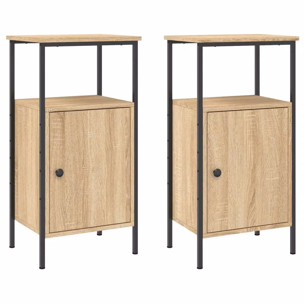 Berkfield Home Set of 2 Sonoma Oak Bedside Cabinets in Brown, W/D/H: 41 x 31 x 80 cm – 2