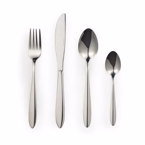 Salter Leyland 16 Piece Silver Stainless Steel Cutlery Set with Mirror Polish Finish for 4 Place Settings – 1