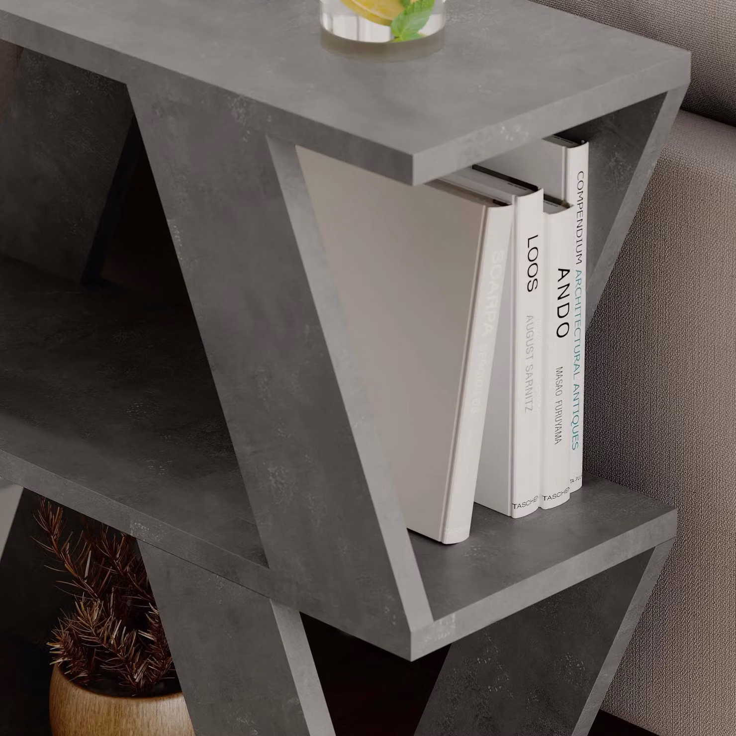 Decortie Lazena Modern 3-Tier Side Coffee Table in Mid Grey – 3
