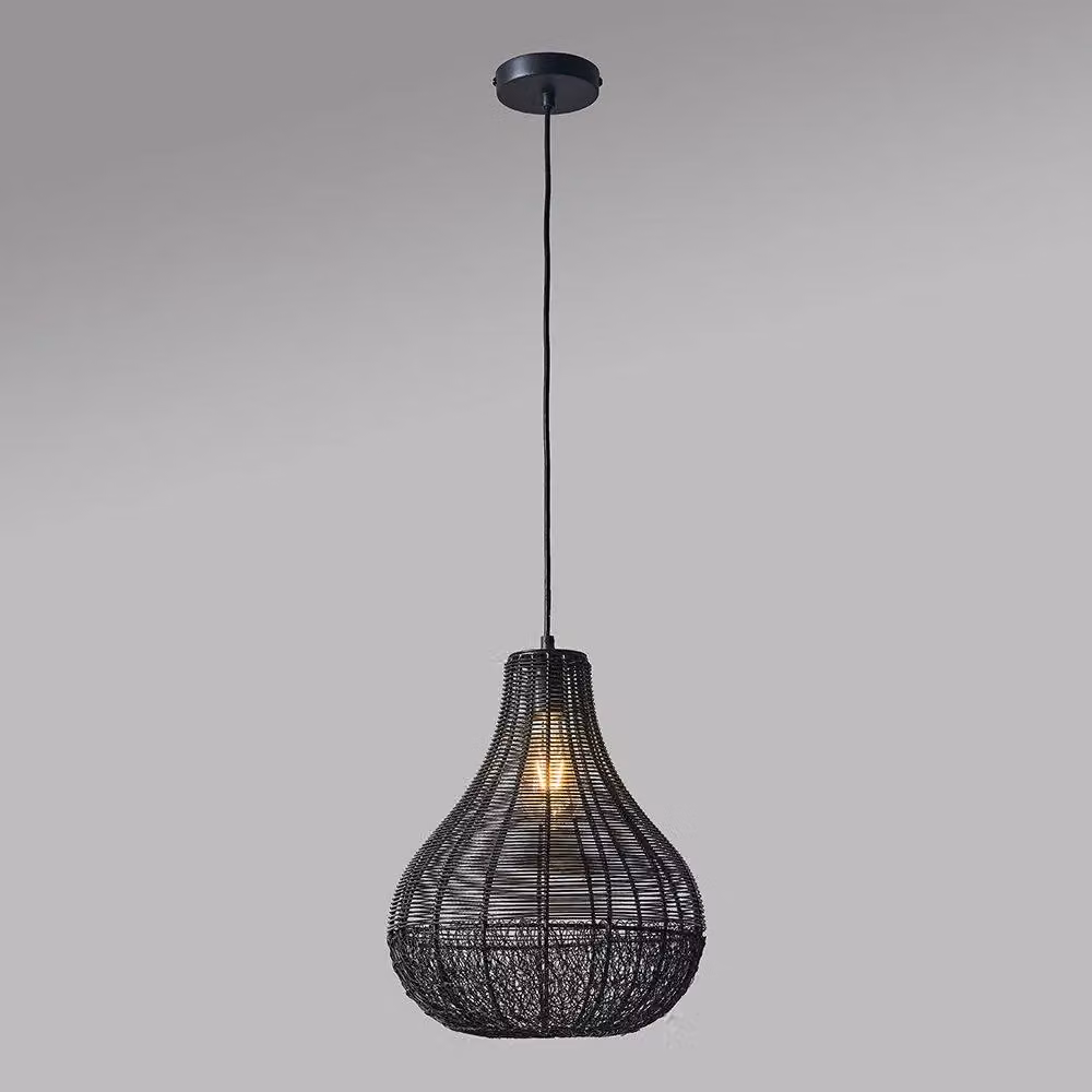ValueLights Torin Industrial Metal Pendant Ceiling Light in Matt Black – 2