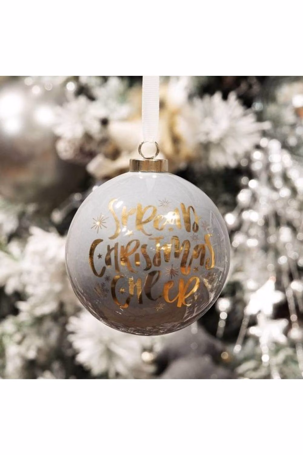 KDMD Grey and Gold Ceramic Christmas Baubles, 2 Pack – 2