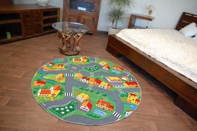 RugsX Circle Little Round Kids Motif Rug, Multicolour, Diameter: 100 cm