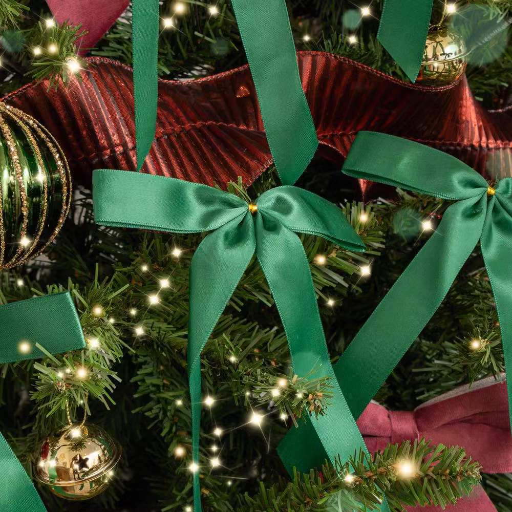 Melody Maison Set of 10 Green Satin Christmas Bow Hanging Decorations – 2