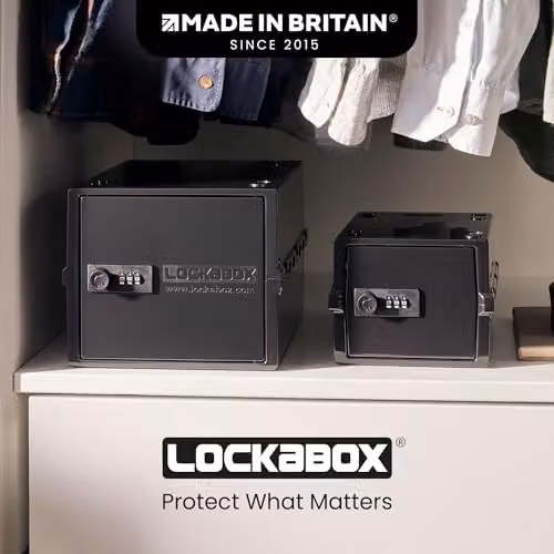 Lockabox Mini Small Lockable Storage Box with Combination Lock, Black, W/D/H: 22.3 x 15.4 x 12 cm – 6