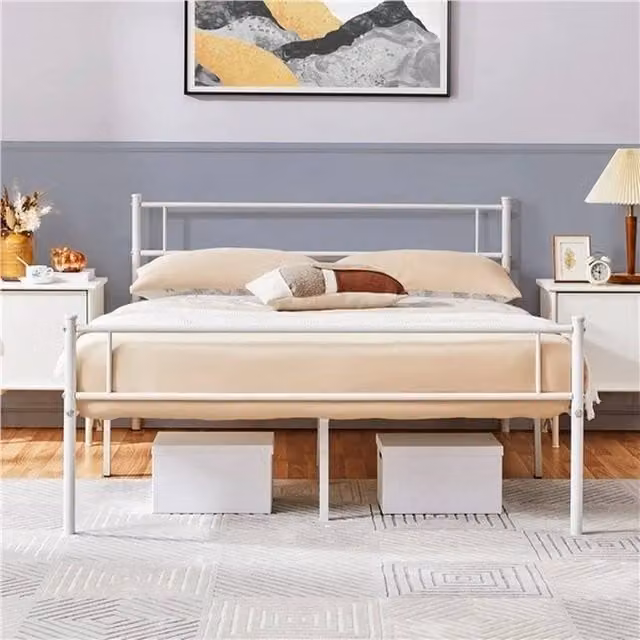 Kelvenix Metal Bed Frame in White, W/D/H: 120 x 200 cm