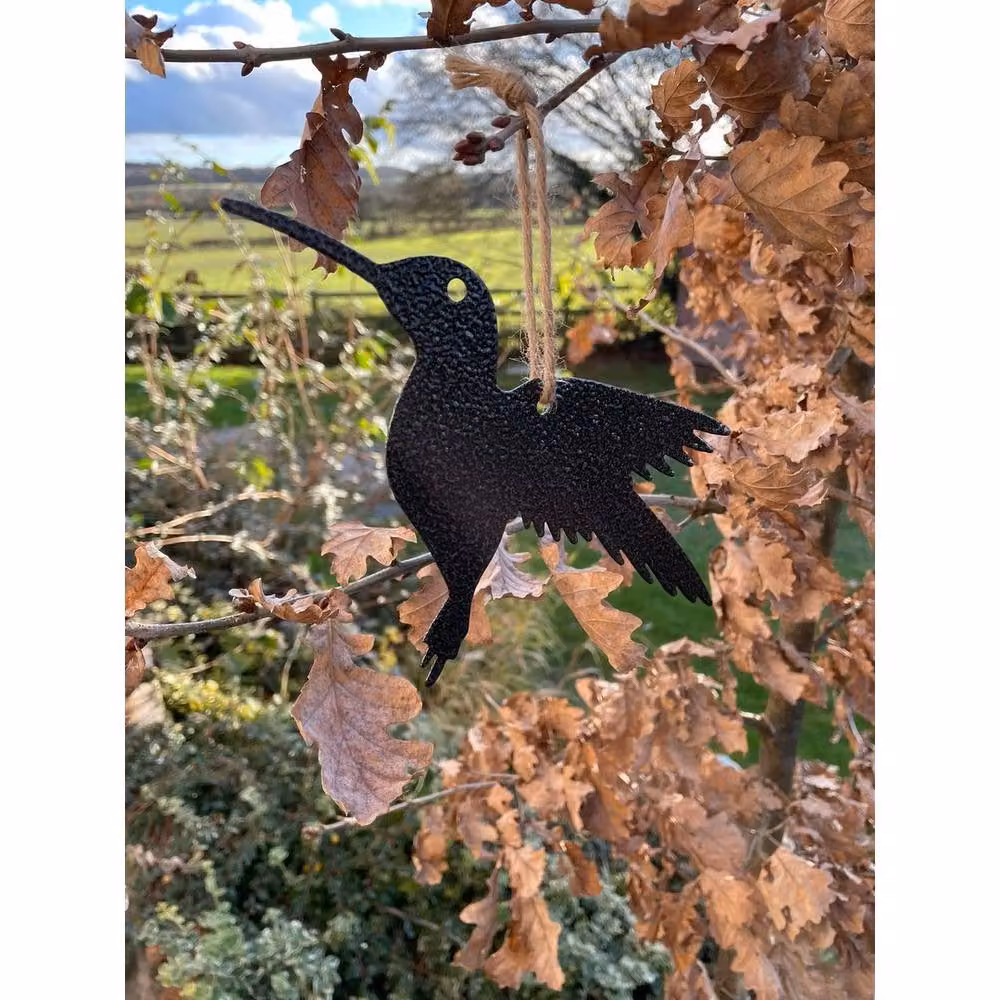 Poppyforge Hanging Hummingbird Metal Garden Art, Pack of 3, Black, W22 x H15 cm – 2