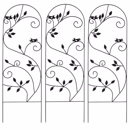 Garden Gear Black Metal Plant Support with Decorative Bird and Leaf Design, Height: 120 cm – 1