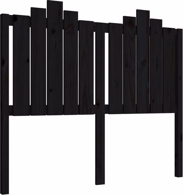 Berkfield Home Black Rustic Solid Pine Wood Bed Headboard W: 126 cm, D: 4 cm, H: 110 cm – 1