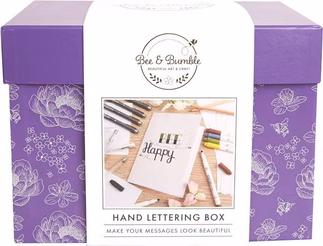 Bee and Bumble Hand Lettering Craft Box with Brushes and Multicolour Ink