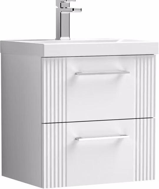 Balterley Wall Hung 2 Drawer Vanity Unit with Mid-Edge Basin, Satin White