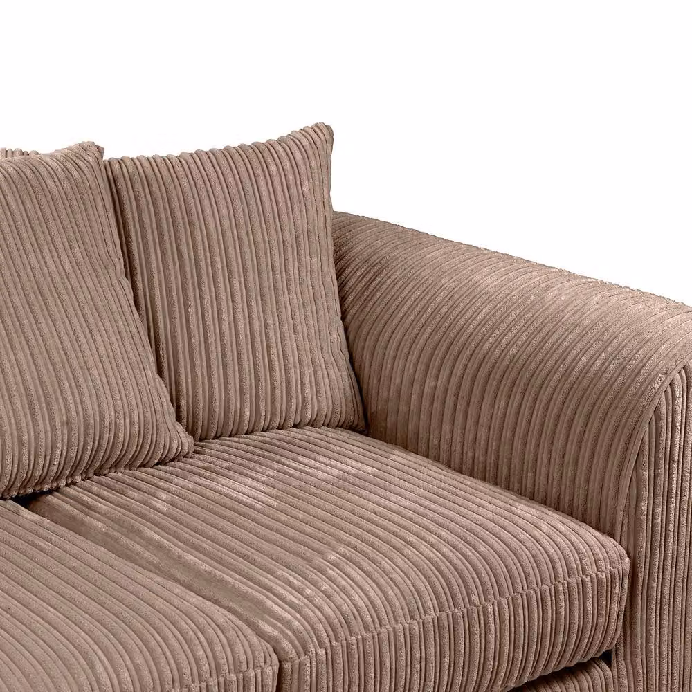 LUXURY LIFE Declan Jumbo Cord Fabric Sofa Set in Light Brown – 3