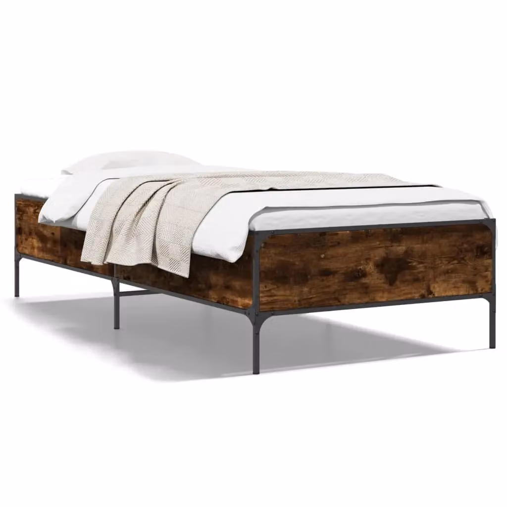 Berkfield Home Single Bed Frame in Smoked Oak, Brown, W/D/H: 90 x 190 cm – 2