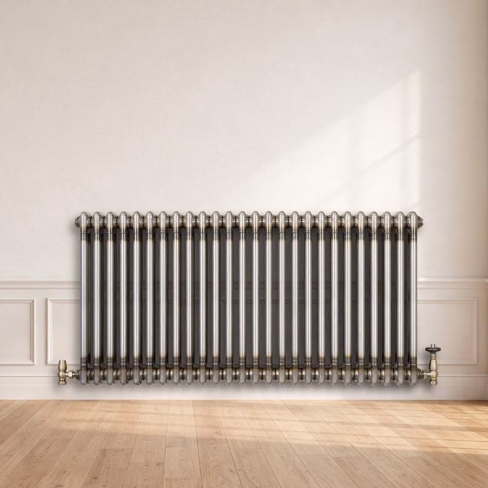 Monstershop Traditional 2 Column Steel Radiator and Valves, Silver, W: 60.0 cm, H: 119.0 cm – 4