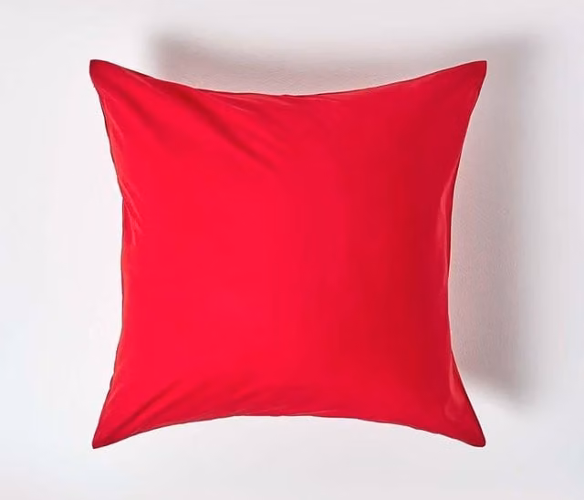 Homescapes Red Egyptian Cotton Percale Euro Pillowcase with Zip, W/D/H: 60 x 60 x 60 cm, 200 TC