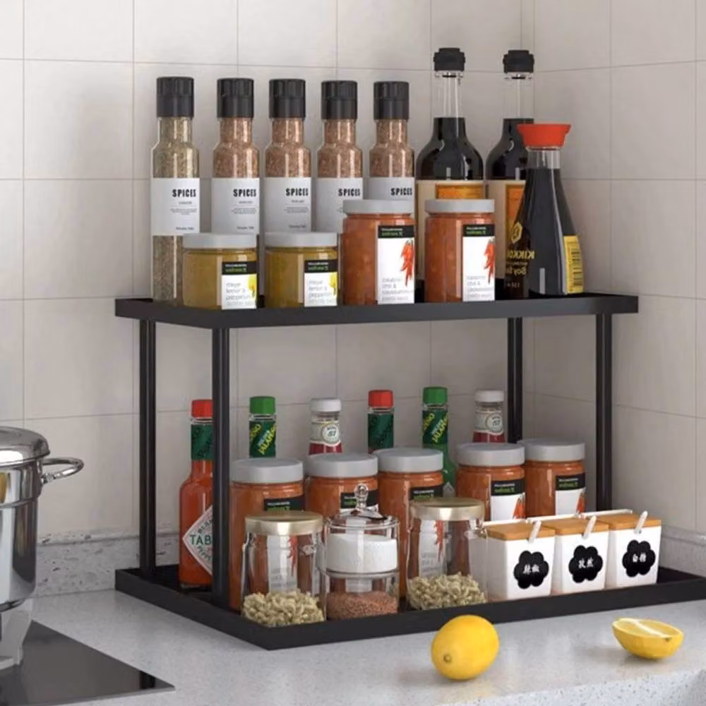 KORVIXA Black 2 Tier Metal Desk Coffee Mug Holder Rack with Shelf – 4