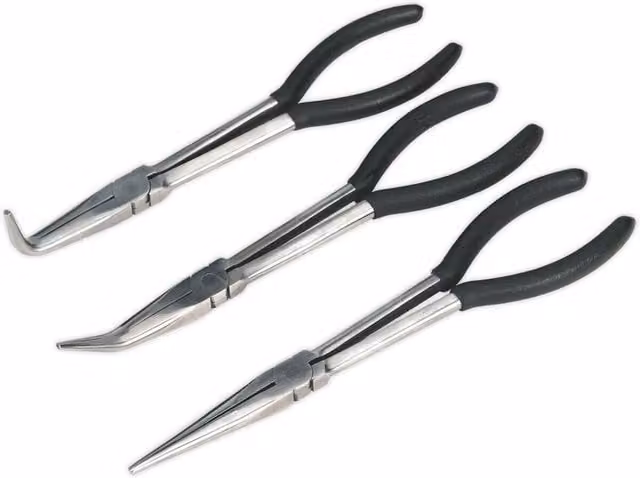Loops 3 Piece Set of Multicolour Drop Forged Steel Needle Nose Pliers, Length: 275 mm